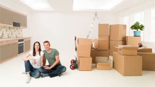Movers coordinating access and loading for a Paddington office move